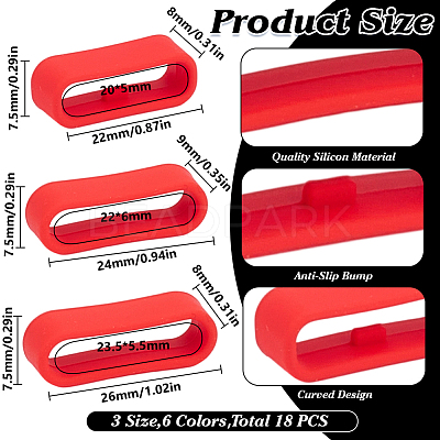18Pcs 18 Styles Silicone Replacement Watch Band Strap Loops FIND-DR0001-82-1