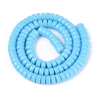 Opaque Solid Color Glass Beads Strands GLAA-N026-3x6mm-15-1