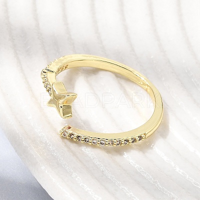 Brass Micro Pave Clear Cubic Zirconia Cuff Open Rings for Women CU-CBAE7DF-12G-04-1