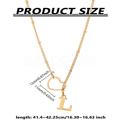 1Pc Letter & Heart Stainless Steel Lariat Necklaces for Women NJEW-LP0002-87G-L-1