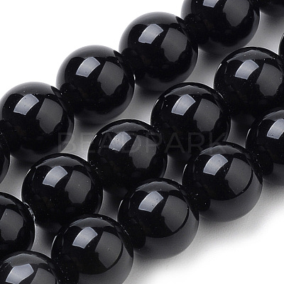 Natural Black Onyx Beads Strands G-S259-19-8mm-1