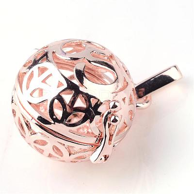 Rack Plating Brass Cage Pendants KK-S751-012RG-1
