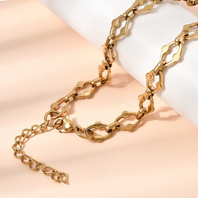 304 Stainless Steel Link Chain Bracelet & Necklace Jewelry Sets SJEW-L199-20G-1