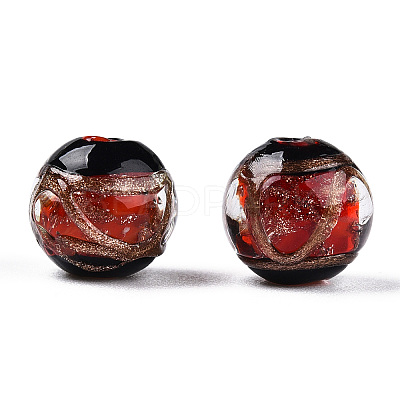 Handmade Gold Sand Lampwork Beads LAMP-T019-14mm-03-1