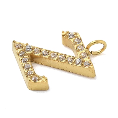 Ion Plating(IP) 304 Stainless Steel Micro Pave Cubic Zirconia Pendants STAS-Z107-03G-25-1