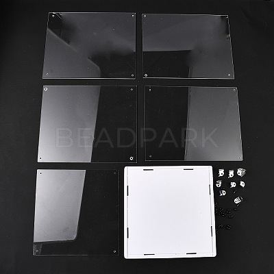 (Defective Closeout Sale: Slight Damage) Transparent Acrylic Minifigures Display Cases with White Base ODIS-XCP0001-32-1