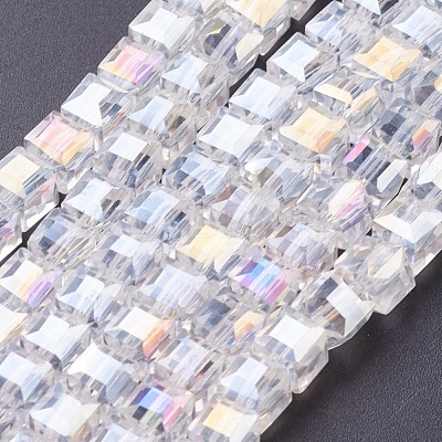 Electroplate Glass Beads Strands EGLA-D018-6x6mm-01-1