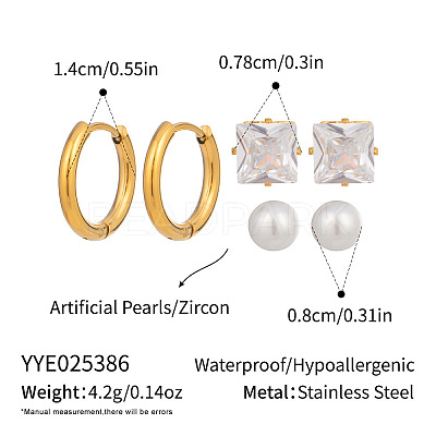3 Pairs 304 Stainless Steel Earring Sets VB5348-10-1