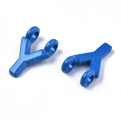 Spray Painted Alloy 2-Loop Link Pendants PALLOY-T075-48Y-RS-1