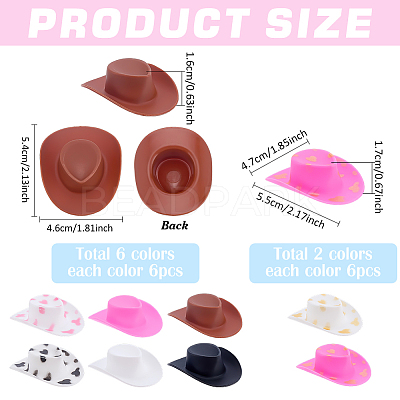 48Pcs 8 Styles Mini Cowboy Hat Plastic Accessories FIND-PH0027-03-1