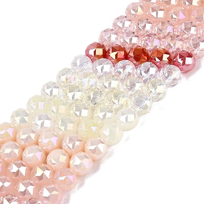 Electroplate Imitation Jade & Opaque & Transparent Glass Beads Strands EGLA-Q135-8MM-A14-1