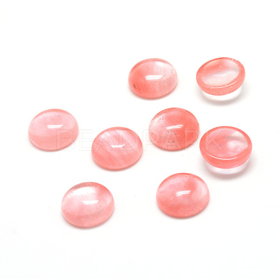 Cherry Quartz Glass Cabochons X-G-T020-8mm-10-1