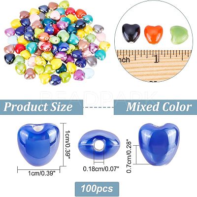 100Pcs Glazed Porcelain Beads FIND-FH0005-07-1