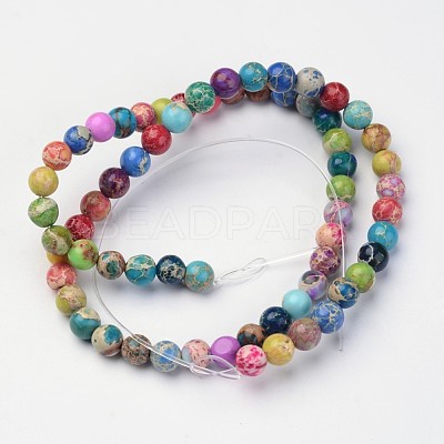 Natural Imperial Jasper Beads Strands X-G-I122-6mm-14-1