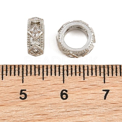 Brass Micro Pave Clear Cubic Zirconia European Beads CU-CBA6A75-14P-1