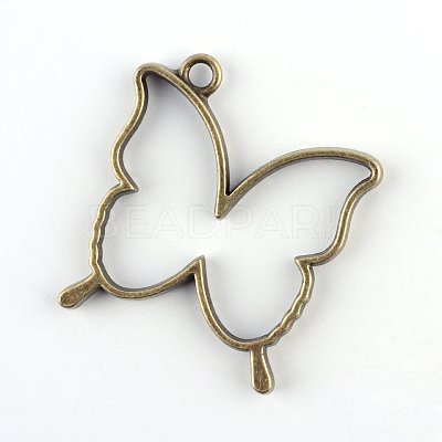 Rack Plating Alloy Butterfly Open Back Bezel Pendants X-PALLOY-S047-34F-FF-1