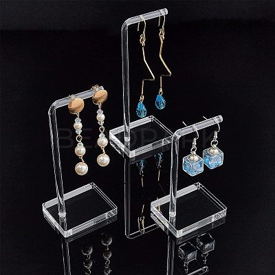 Transparent Acrylic Earring Display Stands EDIS-WH0007-01-1