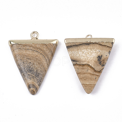 Electroplate Natural Picture Jasper Pendants G-S344-49C-1