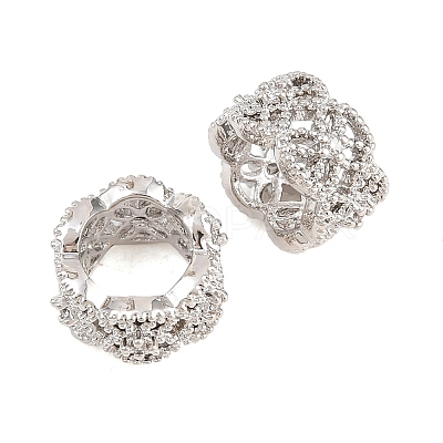 Brass+Cubic Zirconia European Beads KK-B186-06M-1