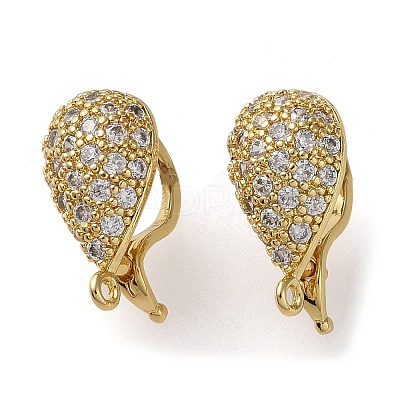 Rack Plating Brass Micro Pave Clear Cubic Zirconia Twister Clasps KK-M254-03G-1