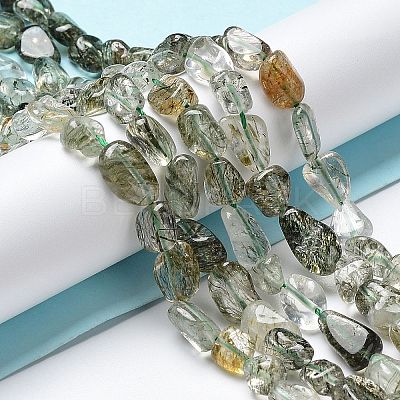 Natural Green Rutilated Quartz Beads Strands G-I351-A09-1