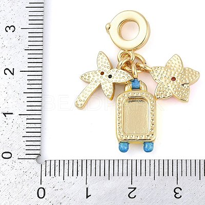 Rack Plating Brass Cubic Zirconia Summer European Dangle Charms X-KK-P287-01B-G-1