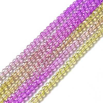 Transparent Gradient Color Glass Beads Strands GLAA-H021-01B-03-1