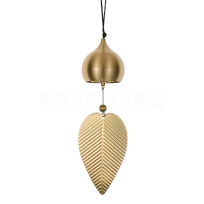 Leaf Brass Wind Chimes AJEW-P110-01B-1