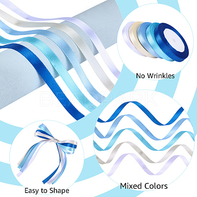5 Rolls 5 Colors Polyester Ribbon OCOR-CP0001-26A-1