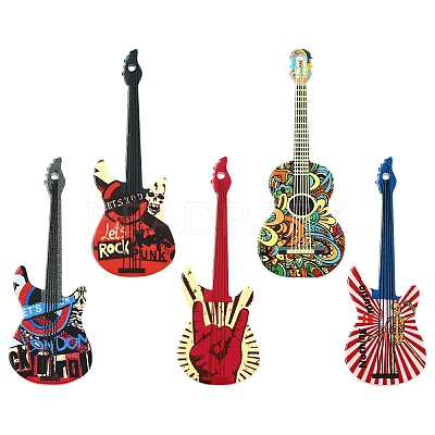 10Pcs 5 Colors Opaque Printed Acrylic Pendants OACR-YW0003-42-1