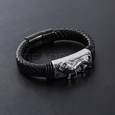 Punk Braided PU Leather Cord Bracelets XO6196-2-1