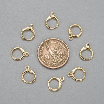Brass Huggie Hoop Earring Findings X-KK-L179-04G-A-1