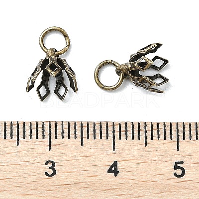 Flower Rack Plating Brass Filigree Bead Cap Bails KK-L102-27AB-1