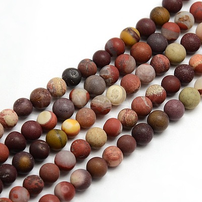 Frosted Natural Mookaite Round Bead Strands G-M064-4mm-11-1