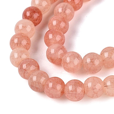 Ombre Effect Dyed Crackle Glass Beads Strands GLAA-Q106-01A-B09-1