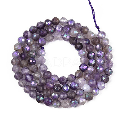 AB Color Plated Natural Amethyst Beads Strands G-T144-B07-04-1