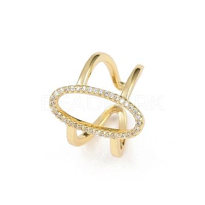 Brass Micro Pave Cubic Zirconia Cuff Rings for Women RJEW-F186-02G-1