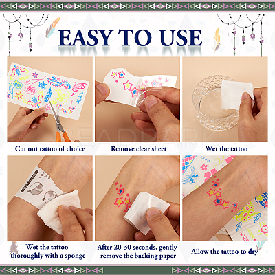 8 Sheets 8 Style Creative Fluorescent Arm Removable Temporary Tattoos Paper Stickers STIC-TA0002-02-1