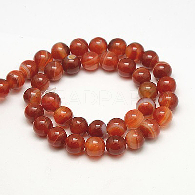 Natural Striped Agate/Banded Agate Beads Strands G-G591-10mm-03-1