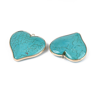 Dyed Synthetic Turquoise Heart Pendants TURQ-T004-30A-1