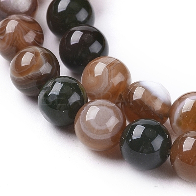 Natural Striped Agate/Banded Agate Beads Strands G-G582-8mm-41-1