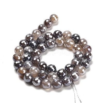 Electroplated Natural Botswana Agate Round Beads Strands G-L598-A03-02-1