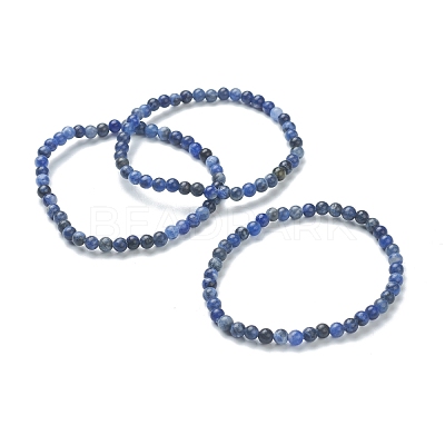 Natural Sodalite Beaded Stretch Bracelets BJEW-A117-A-36-1
