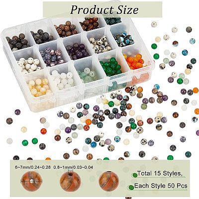 750Pcs 15 Styles Natural & Synthetic Gemstone Beads Set G-NB0003-86-1