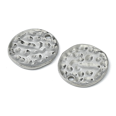 Alloy Blank Flat Round Hammered Pendants LS-PALLOY-M031-07B-1