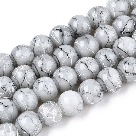Drawbench Glass Round Beads GLAD-WH0001-01-10-1