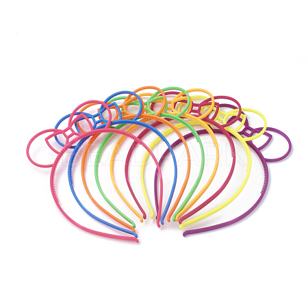 Rubberized Style Plastic Fluorescent Color Hair Bands OHAR-T003-23-1