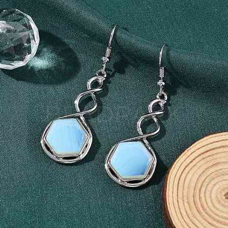 Hexagon Opalite Dangle Earrings EJEW-K298-01P-06-1