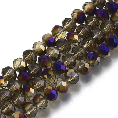 Electroplate Transparent Glass Beads Strands EGLA-A034-T6mm-F21-1