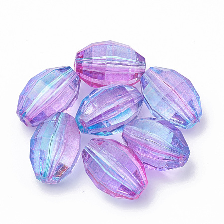 Two Tone Transparent Spray Painted Acrylic Bead X-ACRP-T005-23-1